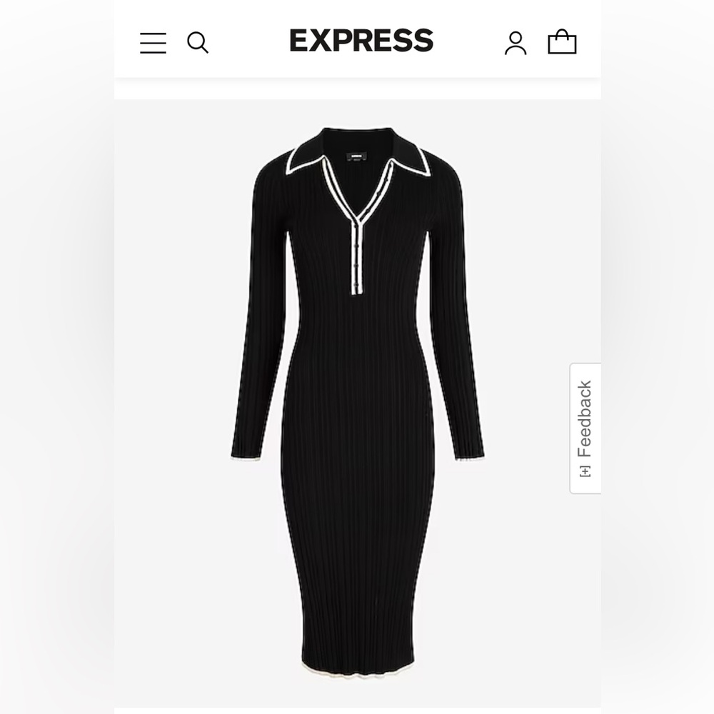 Black middi dress with white piping